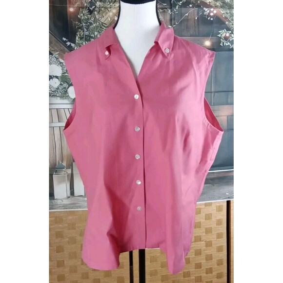 Talbots Blouse Size 18 Sleeveless Button Collar V Neck Silk - Picture 1 of 8